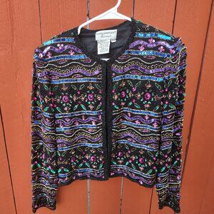 Vintage Jacket Papell Boutique Evening, fits S-M, all over Sequins and Beading
